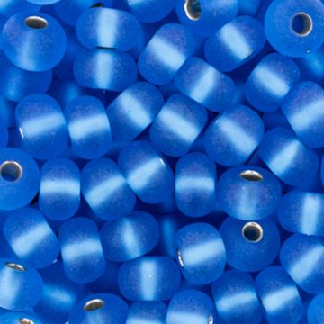 Rocailles blau matt silbereinzug 4,5 mm