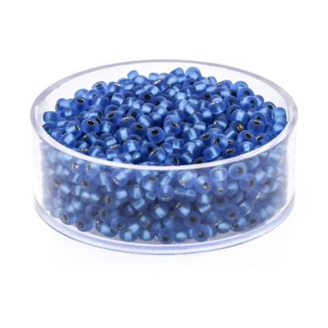 Rocailles blau matt silbereinzug 2,6 mm