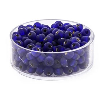 Rocailles blau matt silbereinzug 4,5 mm