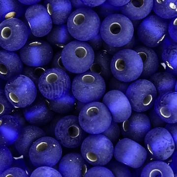 Rocailles blau matt silbereinzug 4,5 mm