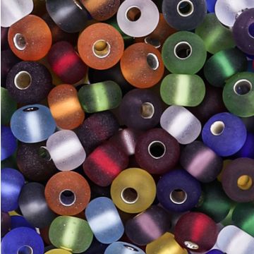 Rocailles Mix matt silbereinzug 4,5 mm