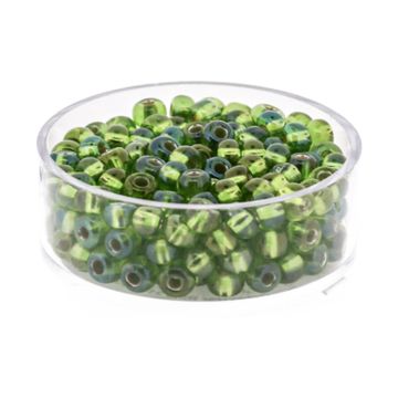 Rocailles grün AB silbereinzug 4,5 mm