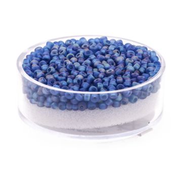 Jap. Miyukirocailles transp.matt blue rainbow 2,2 mm 12 gr