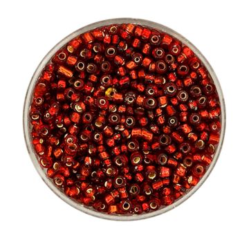 Rocailles dunkelrot silbereinzug 2,6 mm 17 gr