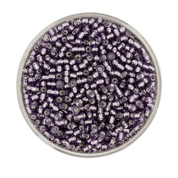 Rocailles lila silbereinzug 2,6 mm 17 gr