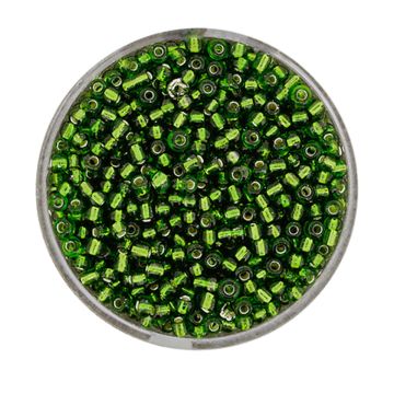Rocailles oliv silbereinzug 2,6 mm 17 gr