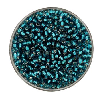 Rocailles petrol silbereinzug 2,6 mm 17 gr