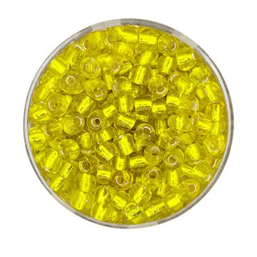 Rocailles gelb silbereinzug 4 mm 17 gr