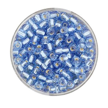 Rocailles hellblau silbereinzug 4 mm 17 gr