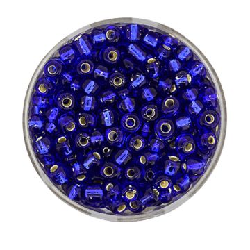 Rocailles dunkelblau silbereinzug 4 mm 17 gr