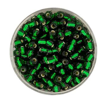 Rocailles dunkelgrün silbereinzug 4 mm 17 gr