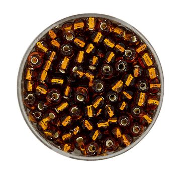 Rocailles braun silbereinzug 4 mm 17 gr