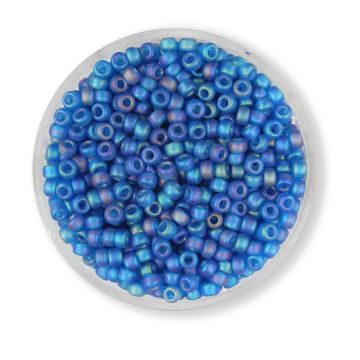 Jap. Miyukirocailles transp.matt blue rainbow 2,5 mm 12 gr
