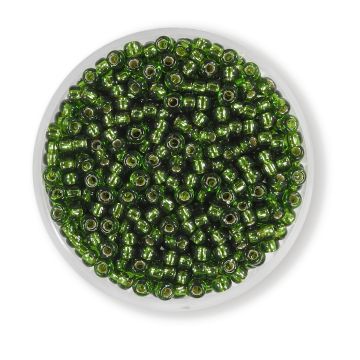 Jap. Miyukirocailles silverlined olivine 2,5 mm 12 gr