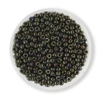 Japanische Miyuki Rocailles metallic green irisierend 2,5 mm 12 gr