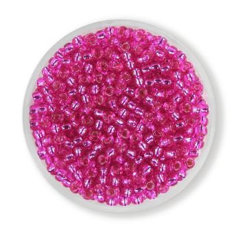 Japanische Miyuki Rocailles fuchsia silverlined 2,5 mm 12 gr