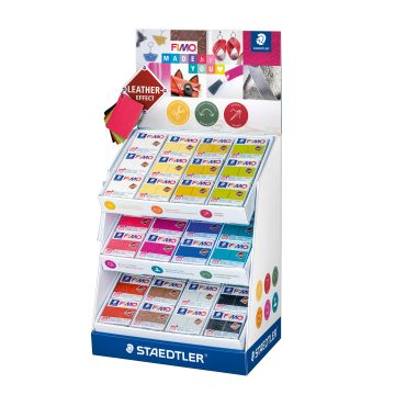 Fimo Display aus Karton mit 72 Blöcken leather-effect 1 Stück