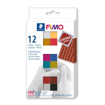 Fimo Materialpackung 12 Halbblöcke 25gr leather-effect 1 Stück