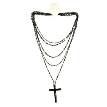 Kette Kreuz schwarz ca., 90 cm