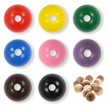 Holzperlen rund 14 mm – 18 Stück