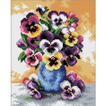Ladybird Stickset Vase mit Stiefmütterchen 17x22 cm