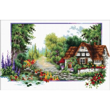 Ladybird Stickset Englischer Cottage Bach 40x24 cm