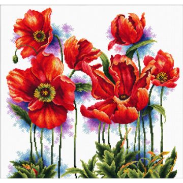 Ladybird Stickset Schöne Mohnblumen 40 x 40 cm