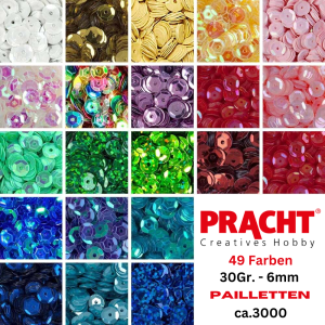 3000 Pailletten 6mm 30gr 50 Farben