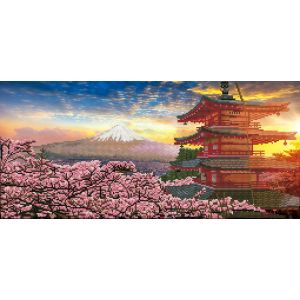 SIMPLY DOTZ Mount Fuji and Chureito pagoda at sunset 72x33 cm SD9-402 4895225925940  