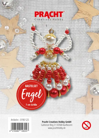Bastelset Engel rot-goldfarben, ca. 7 cm