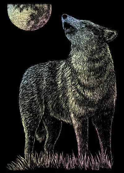 Kratzbild Wolf Hologramm 12,7 × 17,8 cm