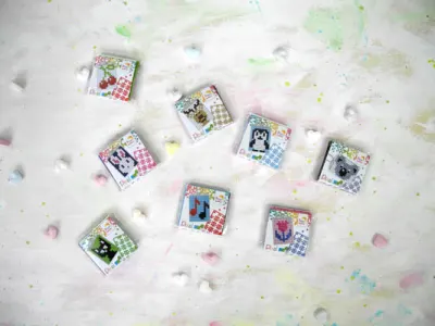 Pixel-Medaillon-Motiv-Sets mit Tieren