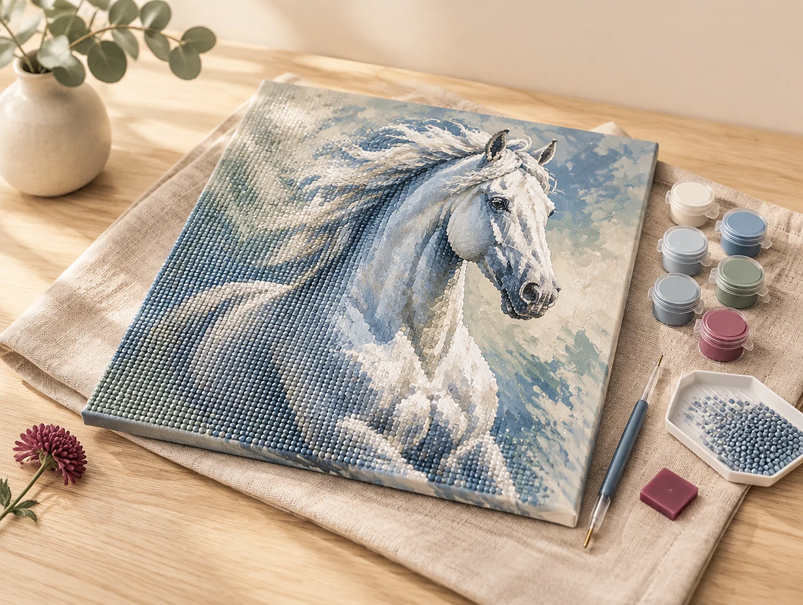 KI-generiertes Bild: Diamond Painting mit Ölfarben