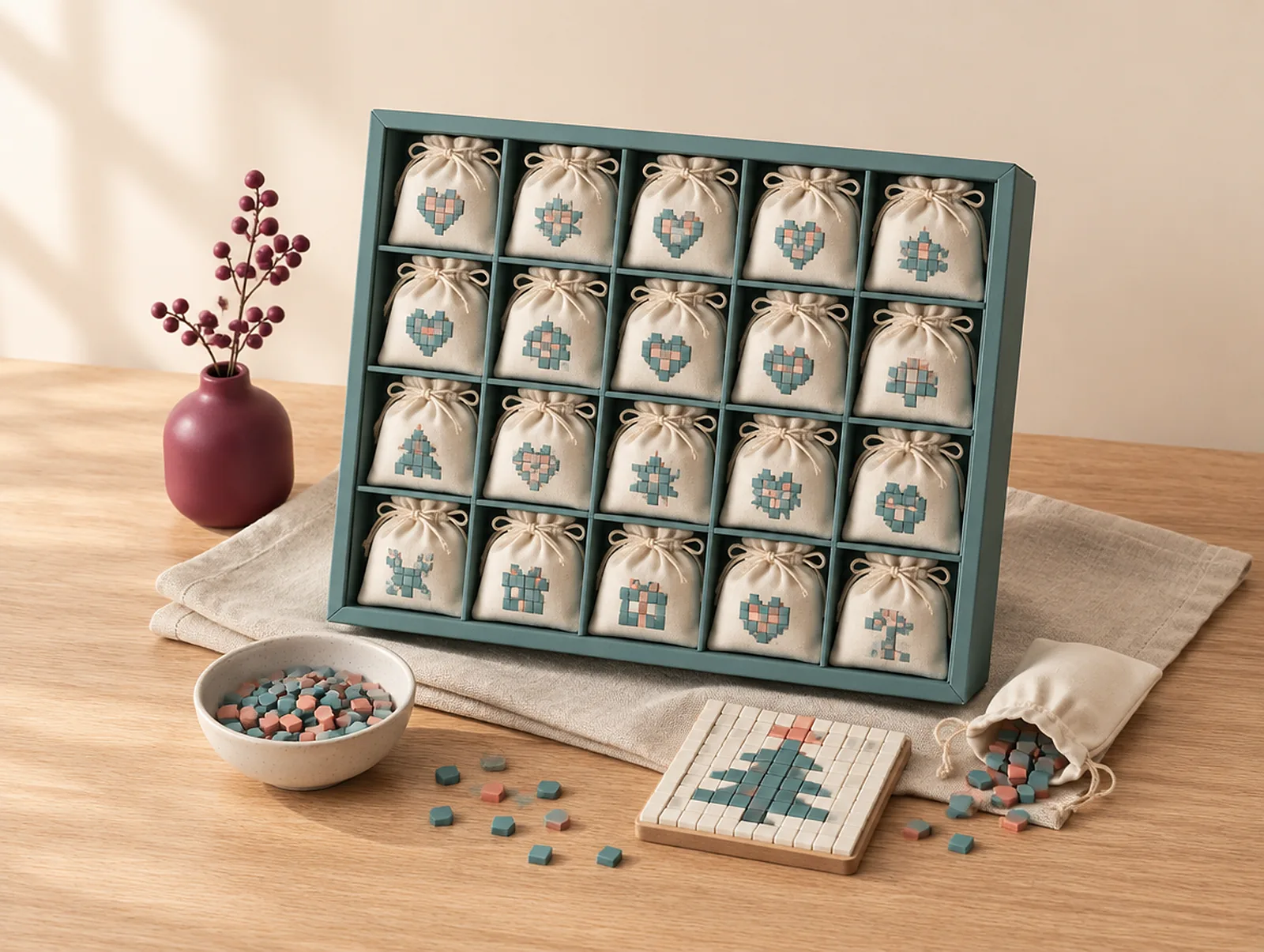 KI-generiertes Bild: Pixel Adventskalender