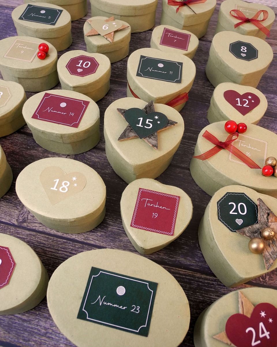 Pappschachteln Adventskalender DIY